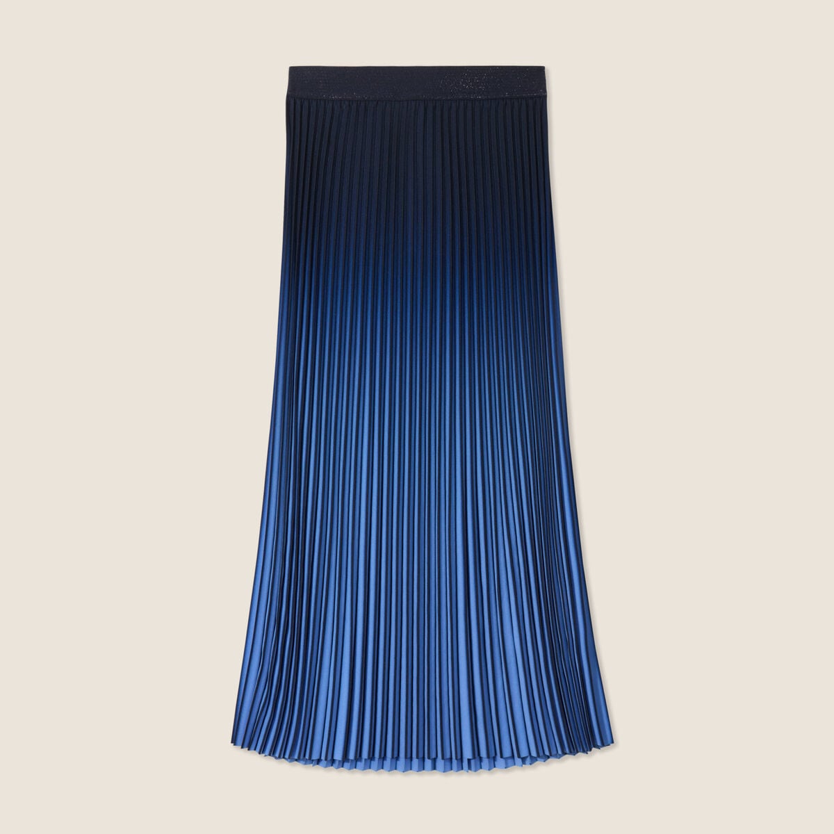 Jupe midi patineuse pliss&eacute;e bleu ciel femme