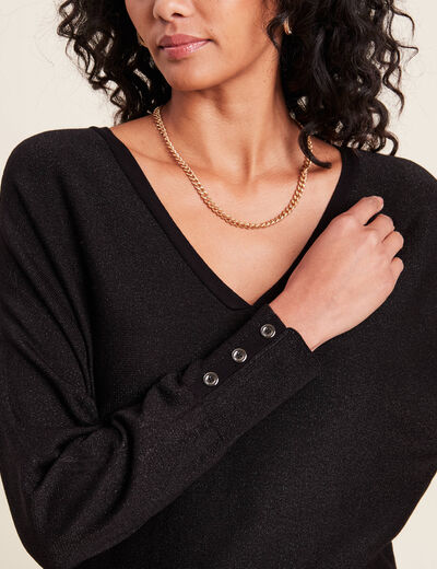 Pull manches longues noir femme