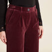 Pantalon large velours bordeaux femme
