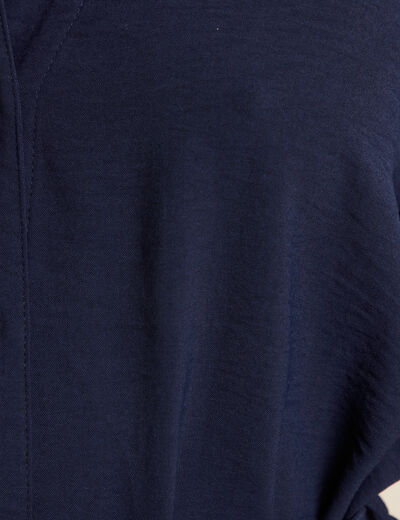 Robe évasée col chemise bleu marine femme