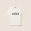 T-shirt &agrave; message col rond ecru femme