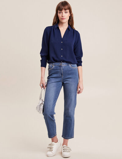 Chemise à manches longues bleu marine femme
