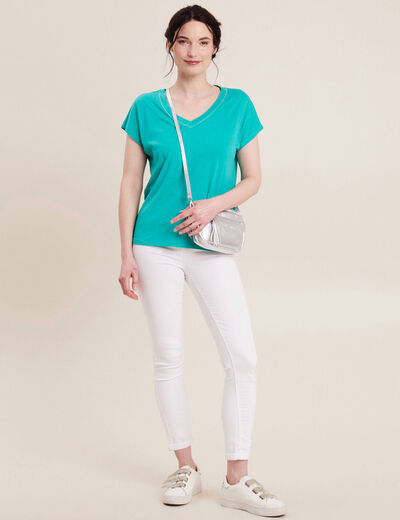T-shirt manches courtes vert turquoise femme