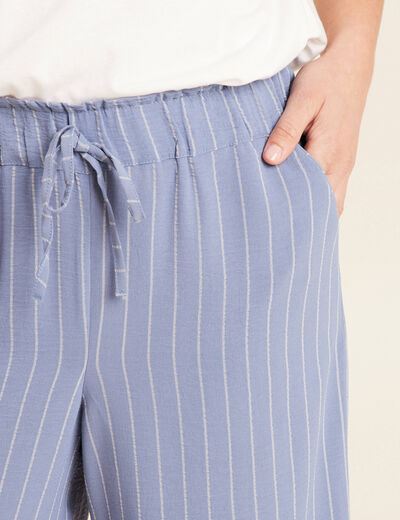 Pantalon large taille haute bleu ciel femme