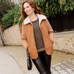 Blouson suédine boutonné camel femme