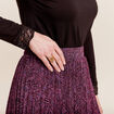 Jupe longue évasée plissée violet femme