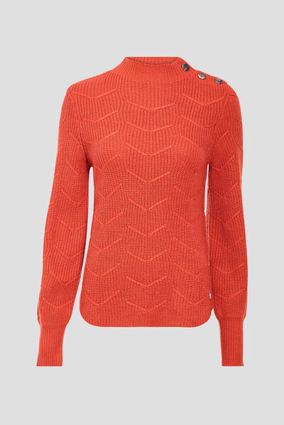 Pull manches longues rouge femme