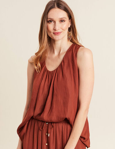 Blouse sans manches marron foncé femme