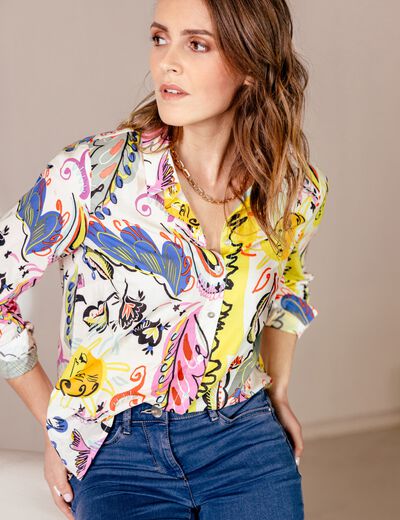 Chemise manches longues multicolore femme