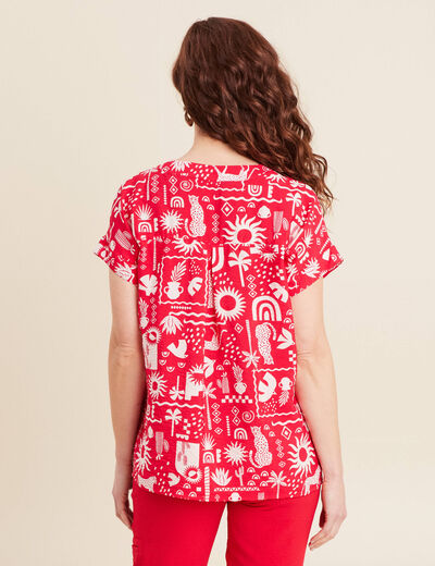 Blouse manches courtes rouge femme