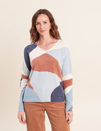 Pull manches longues multicolore femme