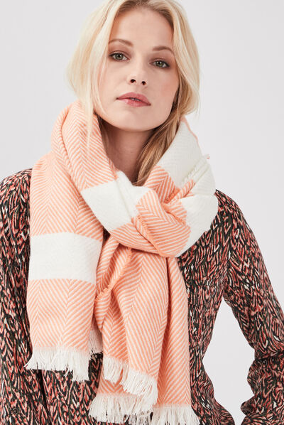 Écharpe à franges orange clair femme