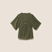 Blouse ample col v manches courtes vert kaki femme