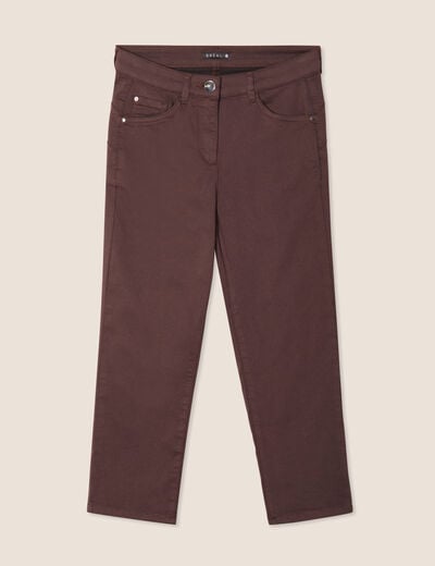 Pantacourt droit taille standard marron femme