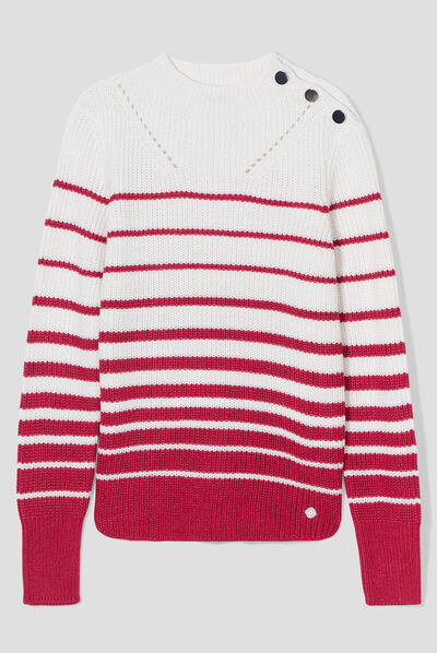 Pull manches longues rose framboise femme