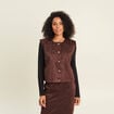 Veste sans manches doubl&eacute;e marron fonc&eacute; femme
