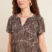 Blouse fluide col v manches courtes noir femme