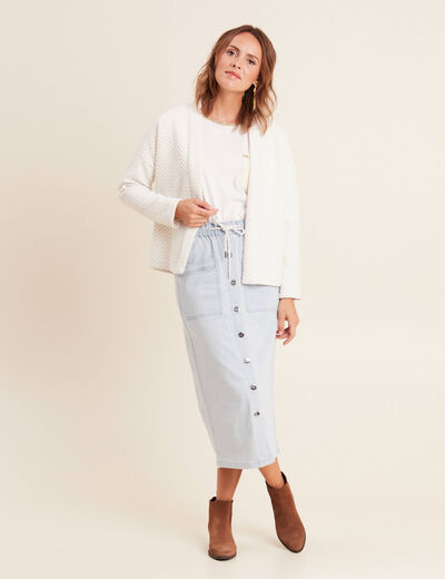 Veste matelassée col châle ecru femme