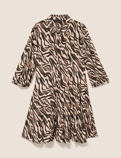 Robe courte &eacute;vas&eacute;e col chemise noir femme