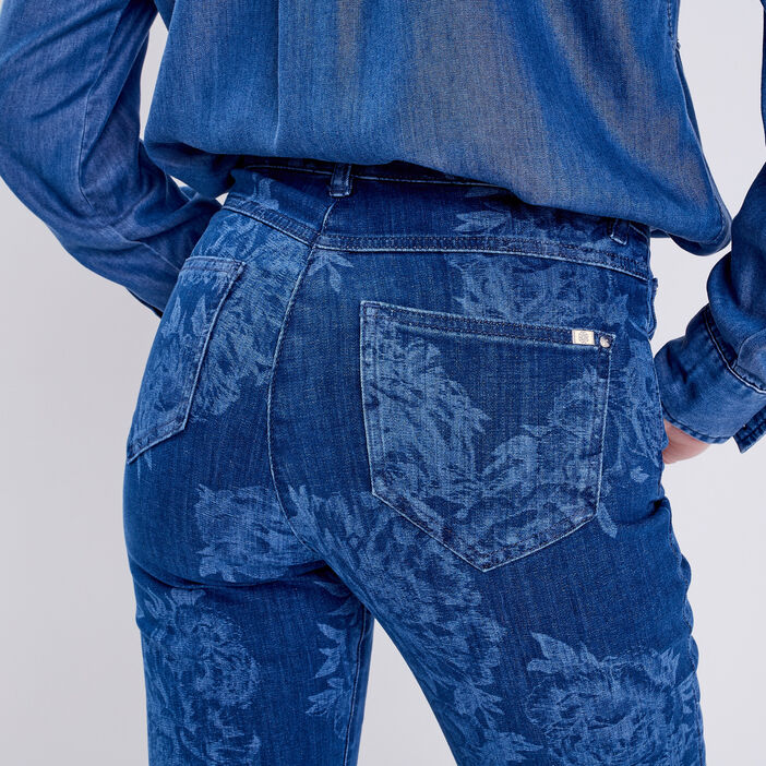 Jean droit denim bleach femme
