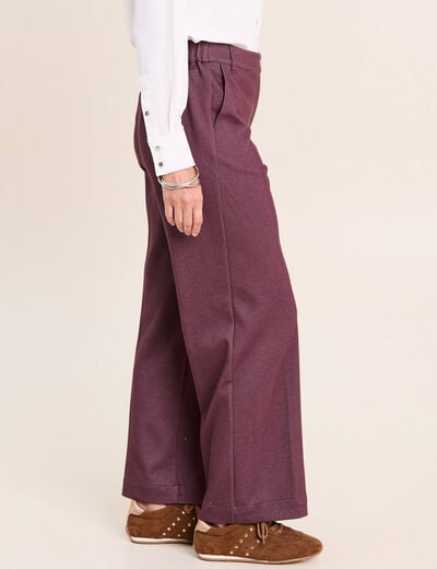 Jean large 7/8&egrave;me bordeaux femme