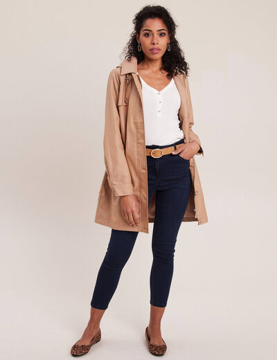 Jean coupe ajust&eacute;e 7/8&egrave;me taille haute denim brut femme