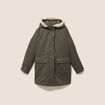 Parka cintr&eacute;e 4 en 1 avec capuche vert kaki femme