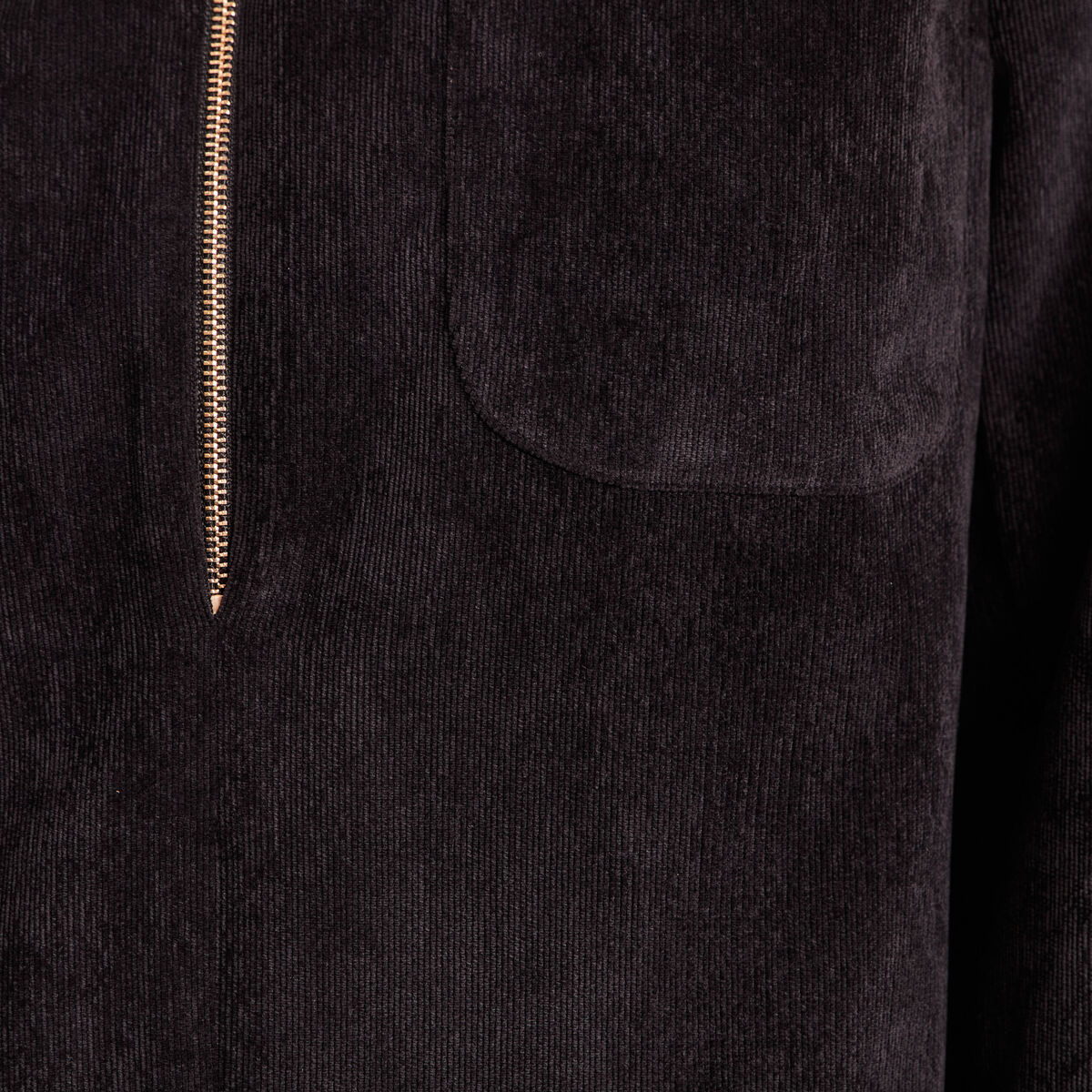 Robe droite courte velours col chemise noir femme