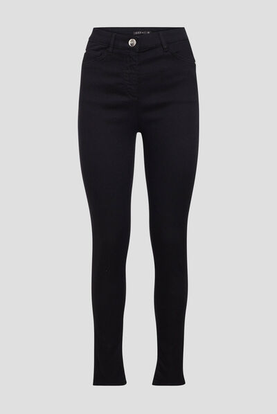 Pantalon léger taille haute long noir femme
