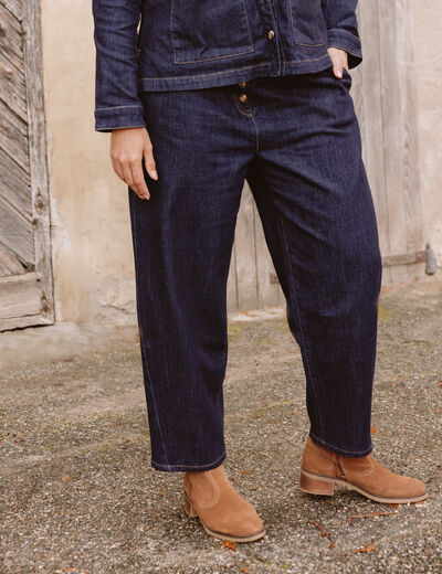 Jean coupe barrel 7/8&egrave;me denim brut femme