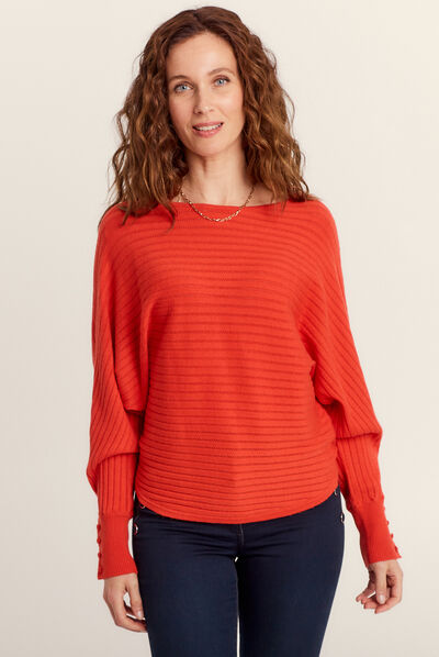 Pull manches longues orange femme