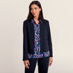 Veste ajustée col châle bleu marine femme