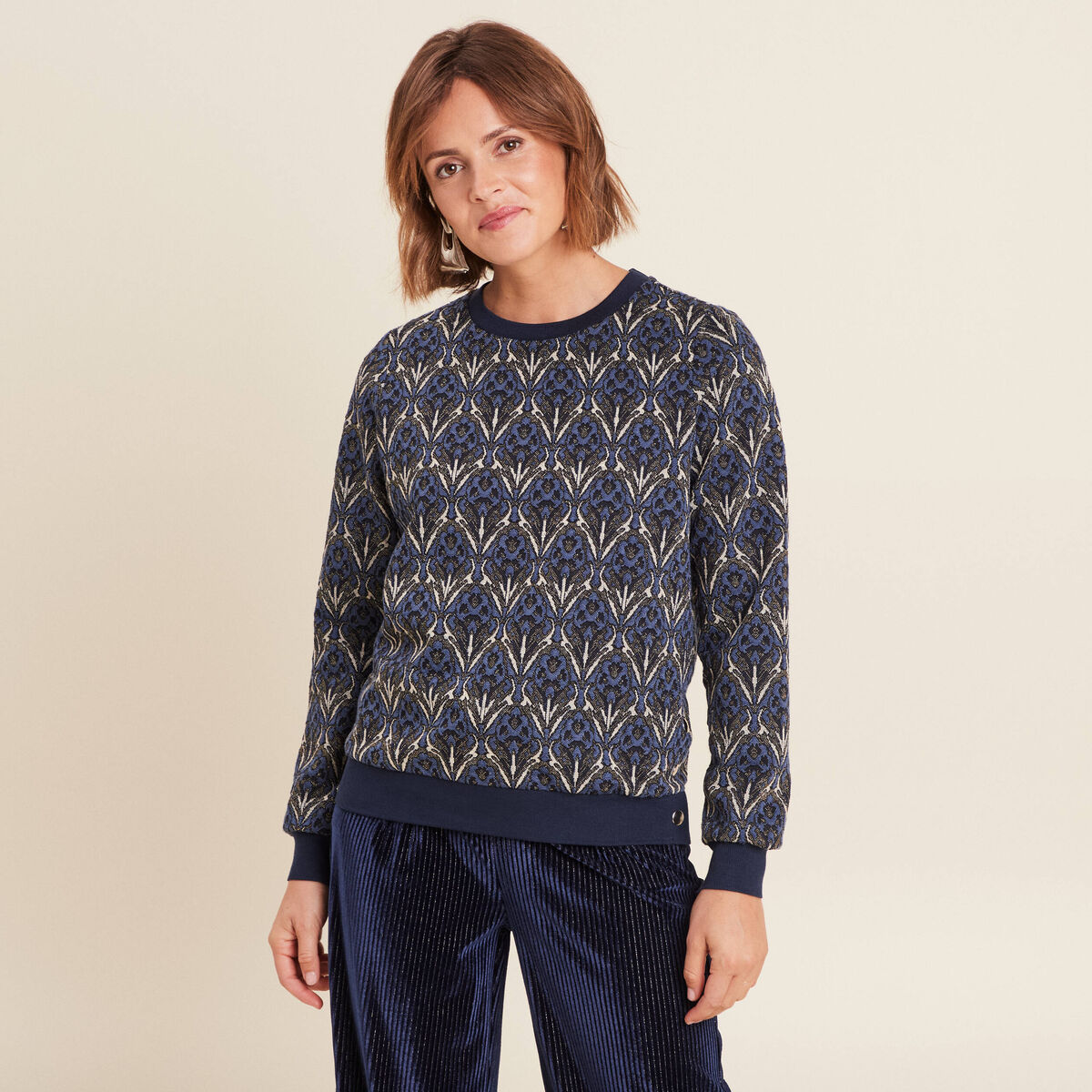 T-shirt manches longues bleu femme