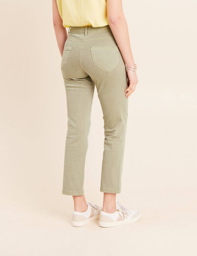 Jean coupe droite 7/8&egrave;me vert clair femme