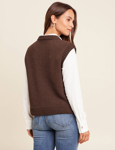 Gilet sans manches marron foncé femme