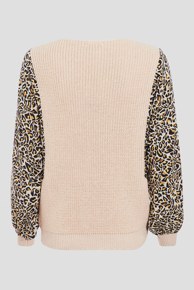 Pull manches longues beige femme