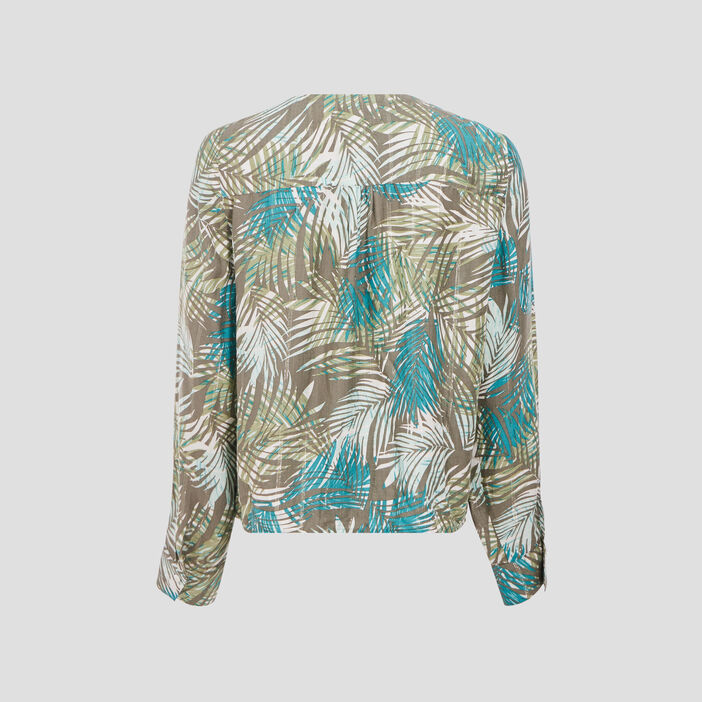 Chemise manches longues vert kaki femme