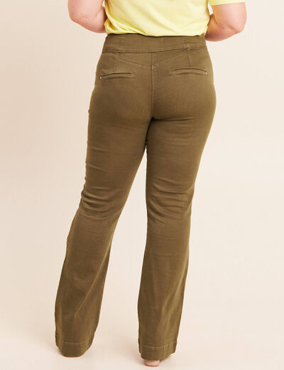 Pantalon coupe bootcut &agrave; pont vert kaki femme