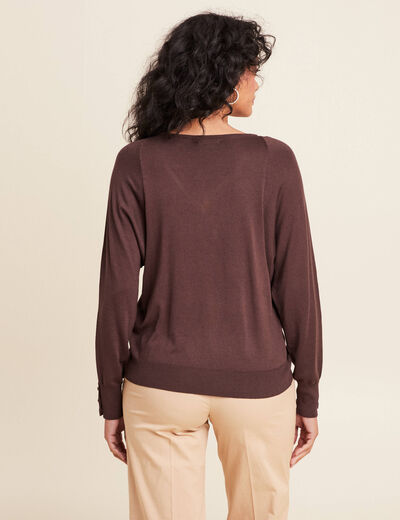 Pull manches longues marron femme