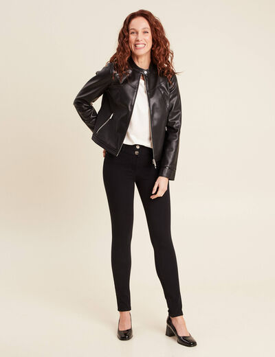 Blouson simili cuir noir femme