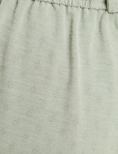 Pantalon flou droit 7/8ème vert clair femme