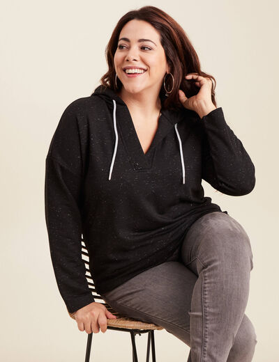 Sweat à capuche noir femme