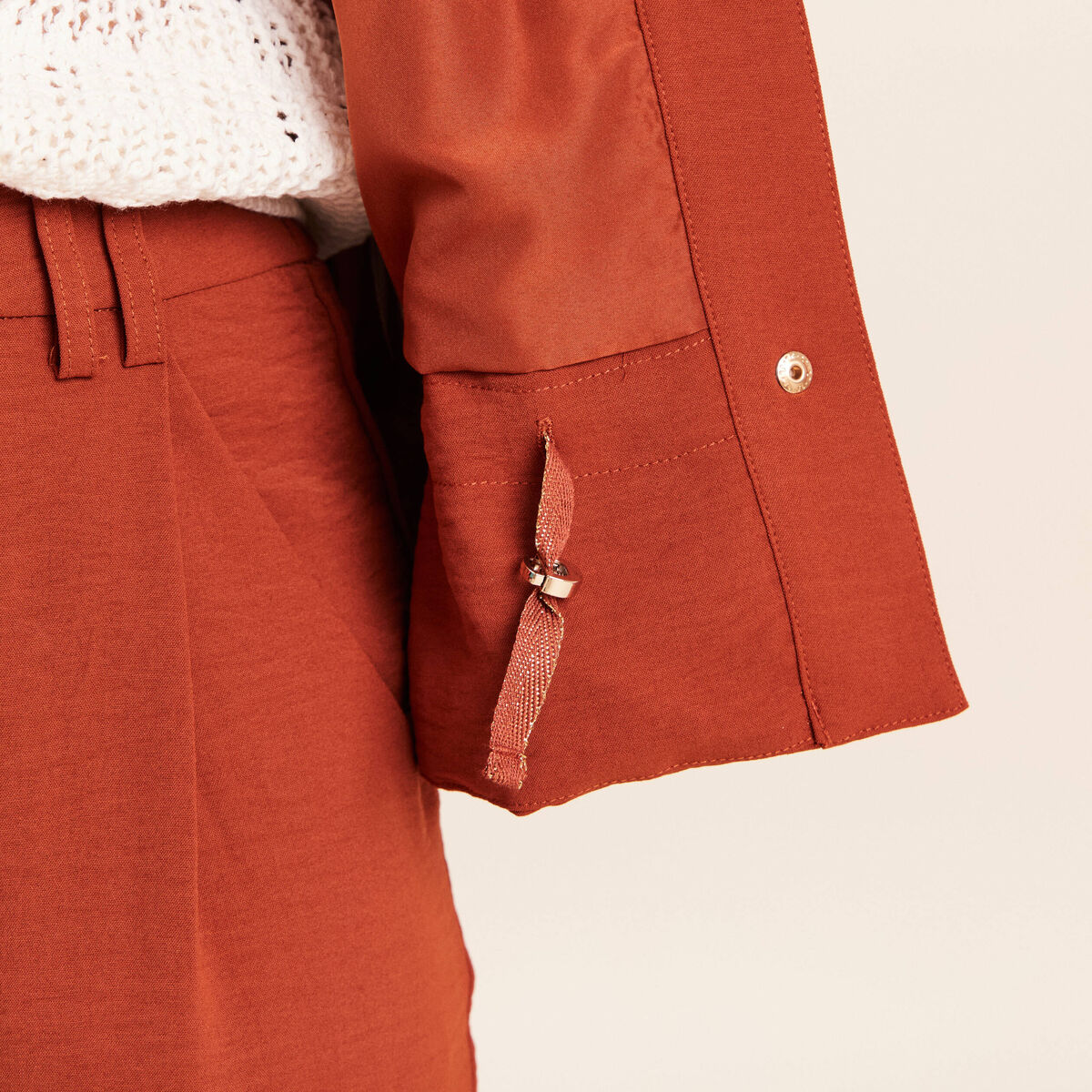 Veste fluide manches longues doubl&eacute;e marron fonc&eacute; femme