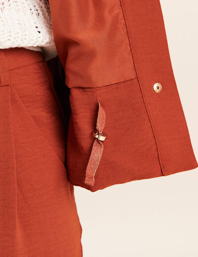Veste fluide manches longues doubl&eacute;e marron fonc&eacute; femme