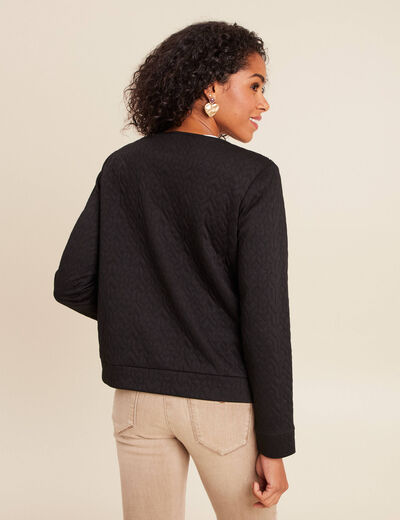Gilet droit court manches longues noir femme
