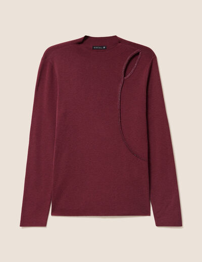 Pull manches longues strass bordeaux femme