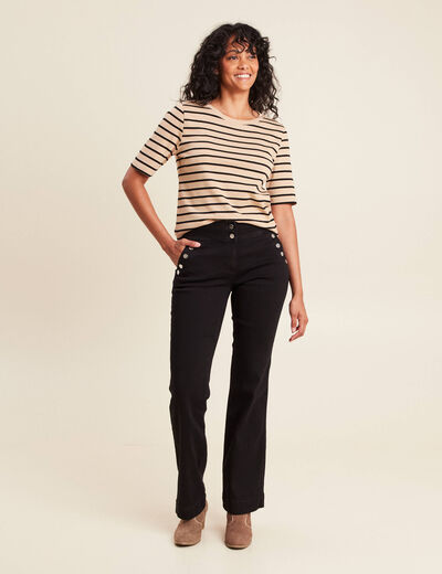 Pantalon coupe bootcut &agrave; pont noir femme