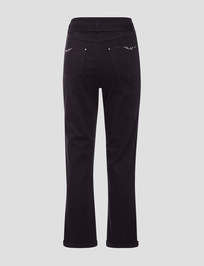 Jean droit détails bijoux noir femme