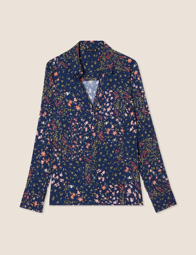 Chemise manches longues bleu marine femme