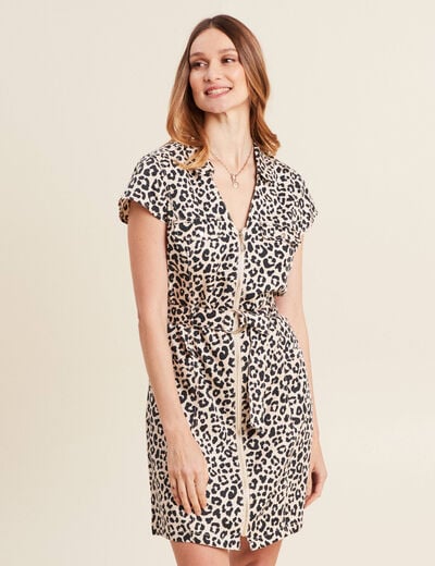 Robe droite zippée sable femme